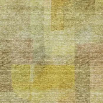 10' X 14' Gold Green And Brown Abstract Washable Indoor Outdoor Area Rug