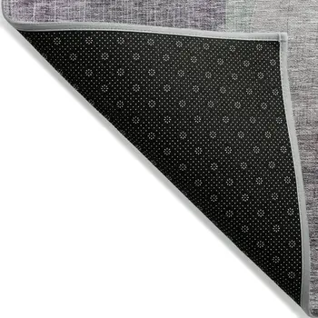 8' Purple Gray And Green Round Abstract Washable Indoor Outdoor Area Rug