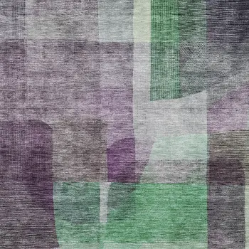 8' X 10' Purple Gray And Green Abstract Washable Indoor Outdoor Area Rug