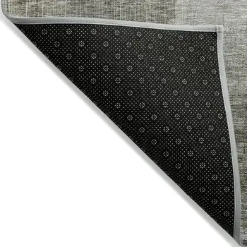 3' X 5' Taupe Gray And Green Abstract Washable Indoor Outdoor Area Rug