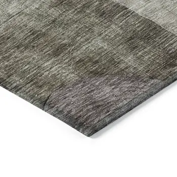 8' Brown Blue And Green Round Geometric Washable Indoor Outdoor Area Rug