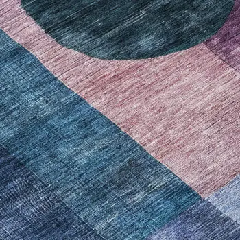 5' X 8' Blue Green And Copper Geometric Washable Indoor Outdoor Area Rug