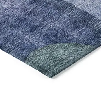 9' X 12' Blue Green And Copper Geometric Washable Indoor Outdoor Area Rug