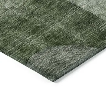 5' X 8' Fern Green And Gray Geometric Washable Indoor Outdoor Area Rug