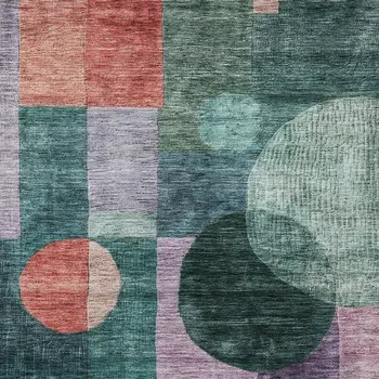 3' X 5' Green Copper And Purple Geometric Washable Indoor Outdoor Area Rug