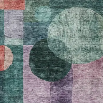 5' X 8' Green Copper And Purple Geometric Washable Indoor Outdoor Area Rug