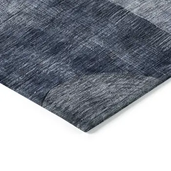5' X 8' Navy Blue Gray And Charcoal Geometric Washable Indoor Outdoor Area Rug
