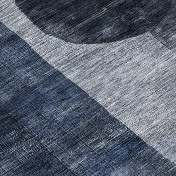 8' Navy Blue Gray And Charcoal Round Geometric Washable Indoor Outdoor Area Rug