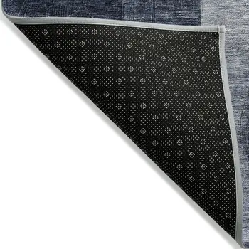 9' X 12' Navy Blue Gray And Charcoal Geometric Washable Indoor Outdoor Area Rug