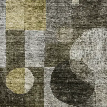 5' X 8' Taupe Gray And Charcoal Geometric Washable Indoor Outdoor Area Rug