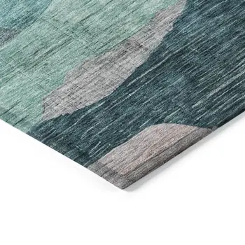 8' X 10' Green Purple And Blue Abstract Washable Indoor Outdoor Area Rug