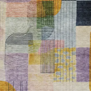 10' X 14' Plum Purple And Copper Abstract Washable Indoor Outdoor Area Rug