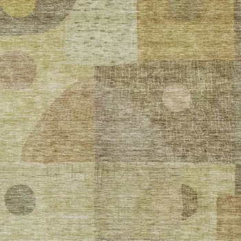 3' X 5' Beige Brown And Light Green Geometric Washable Indoor Outdoor Area Rug