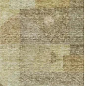 8' X 10' Beige Brown And Light Green Geometric Washable Indoor Outdoor Area Rug
