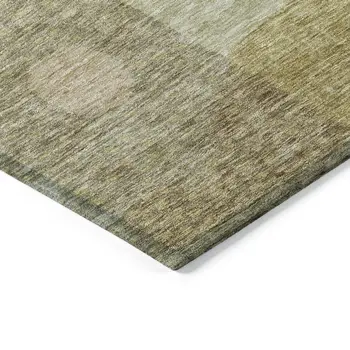 9' X 12' Beige Brown And Light Green Geometric Washable Indoor Outdoor Area Rug