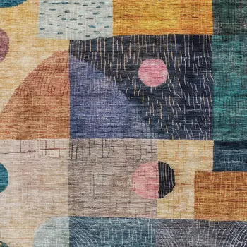 3' X 5' Green Purple And Blue Geometric Washable Indoor Outdoor Area Rug