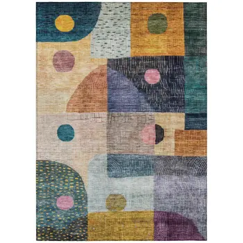 8' X 10' Green Purple And Blue Geometric Washable Indoor Outdoor Area Rug