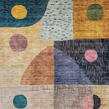 9' X 12' Green Purple And Blue Geometric Washable Indoor Outdoor Area Rug