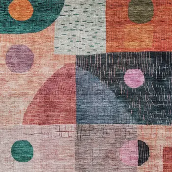 10' X 14' Orange Purple And Green Geometric Washable Indoor Outdoor Area Rug