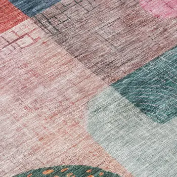 10' X 14' Orange Purple And Green Geometric Washable Indoor Outdoor Area Rug