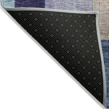3' X 5' Blue Purple And Copper Abstract Washable Indoor Outdoor Area Rug