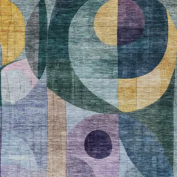 3' X 5' Blue Purple And Copper Abstract Washable Indoor Outdoor Area Rug