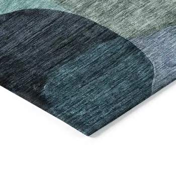 5' X 8' Green Purple And Pink Abstract Washable Indoor Outdoor Area Rug