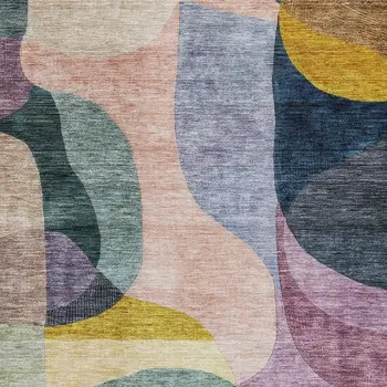 8' X 10' Green Purple And Pink Abstract Washable Indoor Outdoor Area Rug