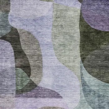 3' X 5' Olive Green Purple And Charcoal Abstract Washable Indoor Outdoor Area Rug