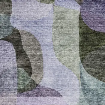 10' X 14' Olive Green Purple And Charcoal Abstract Washable Indoor Outdoor Area Rug