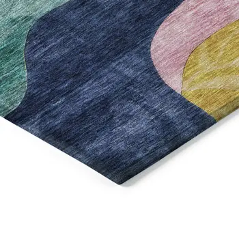 8' X 10' Green Orange And Pink Abstract Washable Indoor Outdoor Area Rug