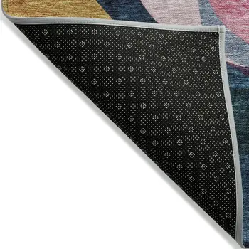 9' X 12' Green Pink And Teal Blue Abstract Washable Indoor Outdoor Area Rug