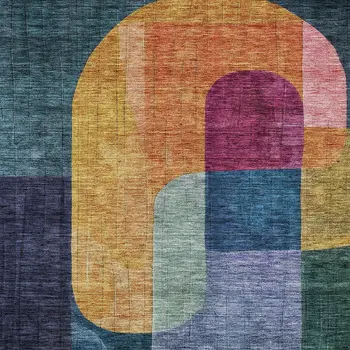 10' X 14' Green Copper And Pink Abstract Washable Indoor Outdoor Area Rug