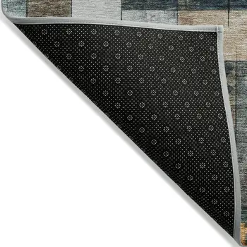 5' X 8' Teal Blue Gray And Gold Geometric Washable Indoor Outdoor Area Rug