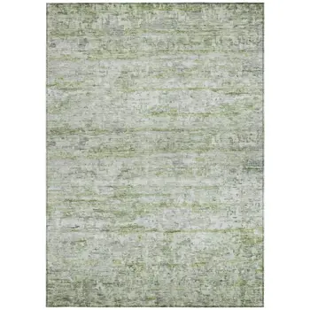 3' X 5' Artichoke Green And Ivory Striped Washable Indoor Outdoor Area Rug