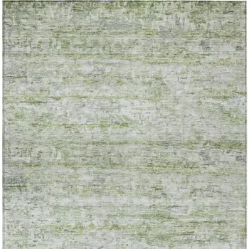 3' X 5' Artichoke Green And Ivory Striped Washable Indoor Outdoor Area Rug