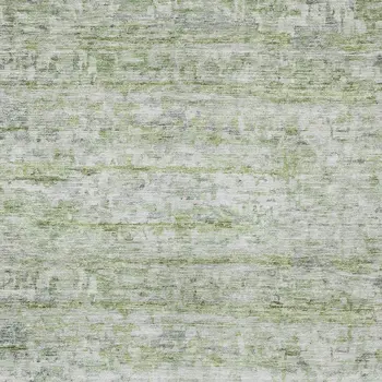 8' X 10' Artichoke Green And Ivory Striped Washable Indoor Outdoor Area Rug