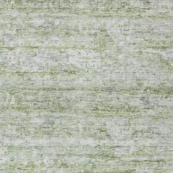 10' X 14' Artichoke Green And Ivory Striped Washable Indoor Outdoor Area Rug