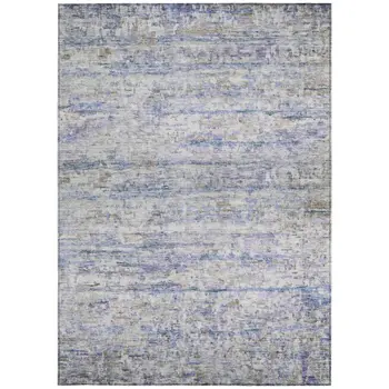 5' X 8' Blue Gray And Purple Striped Washable Indoor Outdoor Area Rug