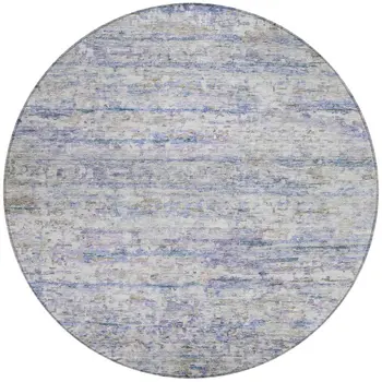 8' Blue Gray And Purple Round Striped Washable Indoor Outdoor Area Rug