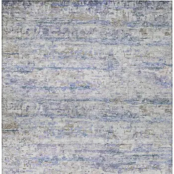 9' X 12' Blue Gray And Purple Striped Washable Indoor Outdoor Area Rug