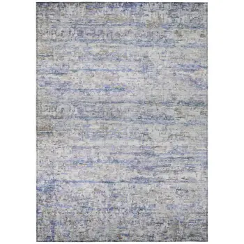 9' X 12' Blue Gray And Purple Striped Washable Indoor Outdoor Area Rug