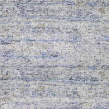 9' X 12' Blue Gray And Purple Striped Washable Indoor Outdoor Area Rug