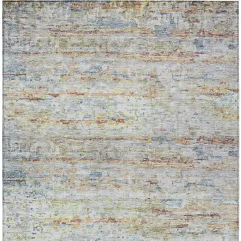 5' X 8' Copper Blue And Green Striped Washable Indoor Outdoor Area Rug