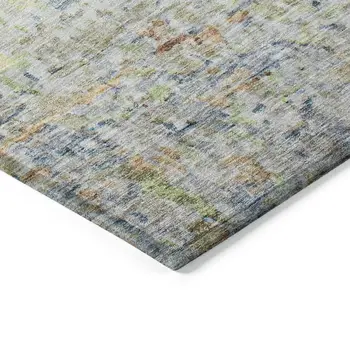 8' Copper Blue And Green Round Striped Washable Indoor Outdoor Area Rug