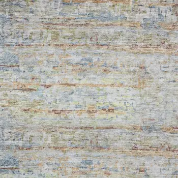 10' X 14' Copper Blue And Green Striped Washable Indoor Outdoor Area Rug