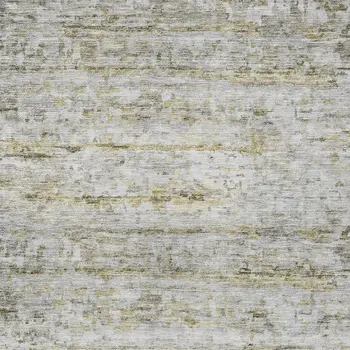 5' X 8' Taupe Ivory And Green Striped Washable Indoor Outdoor Area Rug