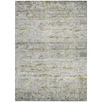 8' X 10' Taupe Ivory And Green Striped Washable Indoor Outdoor Area Rug