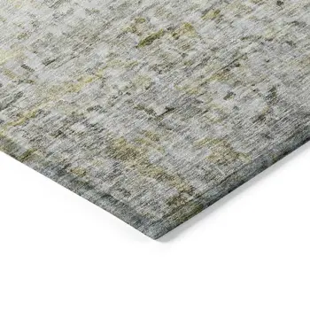 8' X 10' Taupe Ivory And Green Striped Washable Indoor Outdoor Area Rug