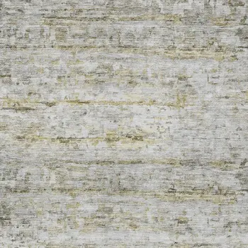 9' X 12' Taupe Ivory And Green Striped Washable Indoor Outdoor Area Rug